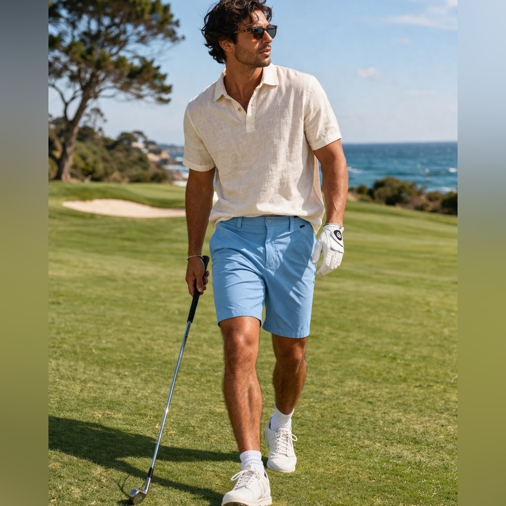 Travis Mathew Golf Shorts Blue Size 40 Performance Stretch Casual Summer Chic